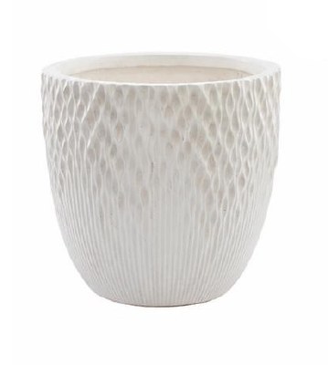 10" White Textured Polyresin Pot