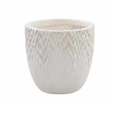 7" White Textured Polyresin Pot