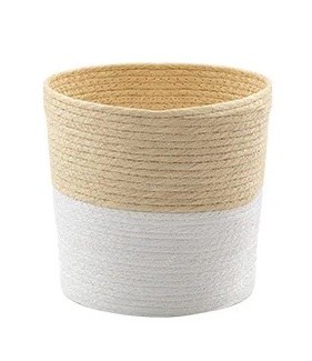 9" Round Yellow and White Basket