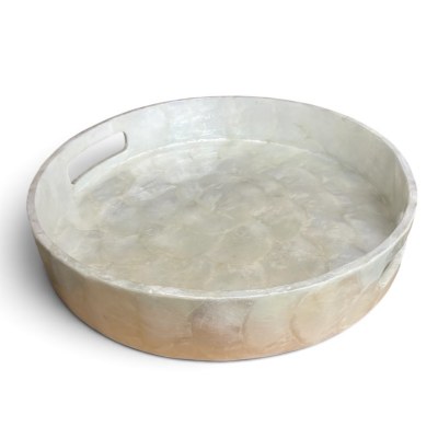 14" Round Natural Capiz Tray