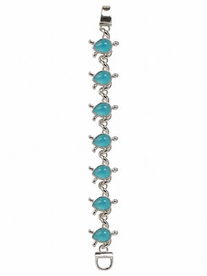 Silver and Blue Turtle Bracelet With Magnetic Clasp