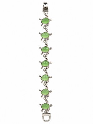 Silver and Green Turtle Bracelet With Magnetic Clasp