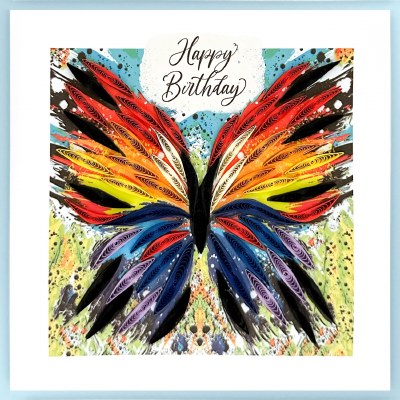 6" Sq "Happy Birthday" Multicolor Butterfly Quilling Card