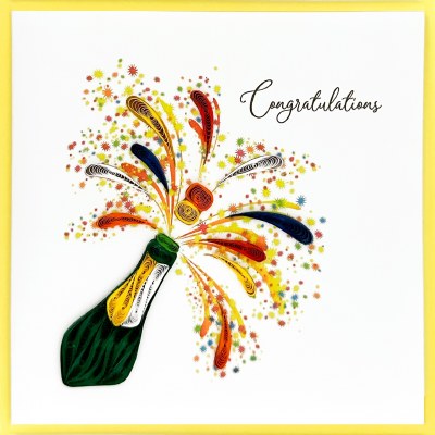 6" Sq "Congratulations" Champagne Quilling Card