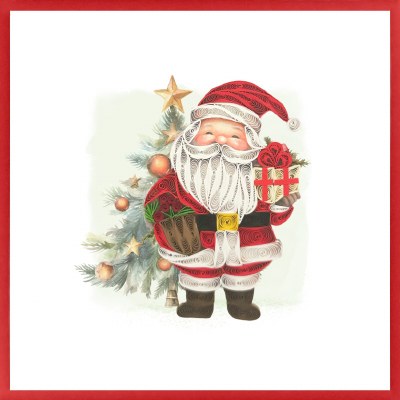 6" Sq Santa With Gifts Quilling Card