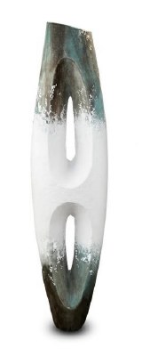 63" White Blue and Gray Two Hole Ceramic Vase