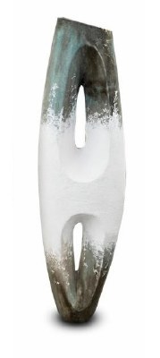 59" White Blue and Gray Two Hole Ceramic Vase