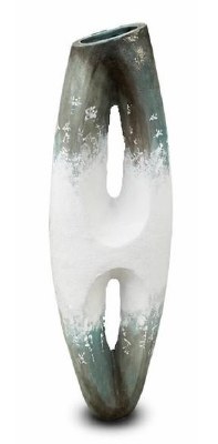 55" White Blue and Gray Two Hole Ceramic Vase