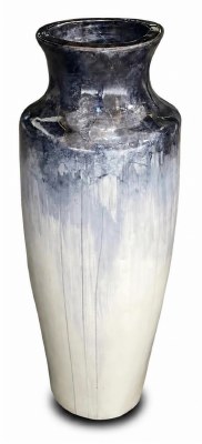38" Blue and White Ceramic Vase
