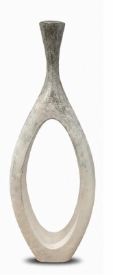 50" Distressed White Ceramic Vase With Hole