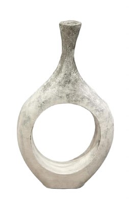 37" Distressed White Ceramic Vase With Hole