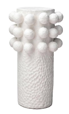 29" White Orb Rim Ceramic Vase