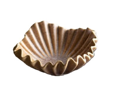 7" Round Beige Ruffle Ceramic Bowl