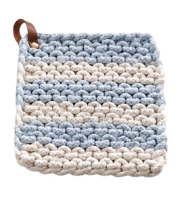 8" Sq Stripe Light Blue Potholder