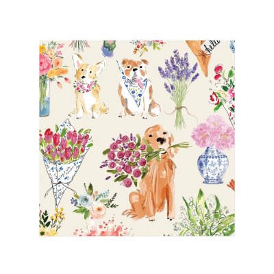 5" Sq Dog Bouquet Beverage Napkins