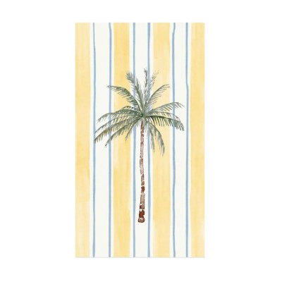 8" x 5" Palm on Yellow Stripes Guest Towels