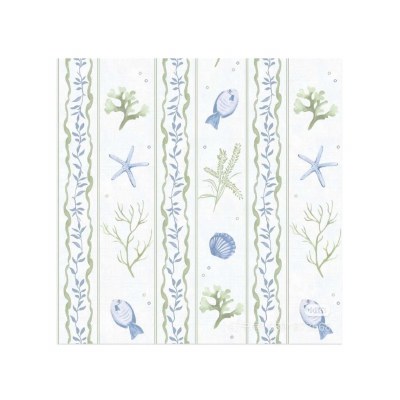 5" Sq Seascape Stripes Beverage Napkins