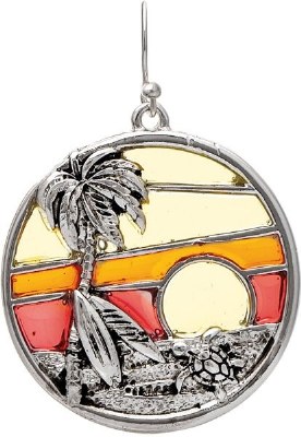 Silver Tropical Scene Earrings