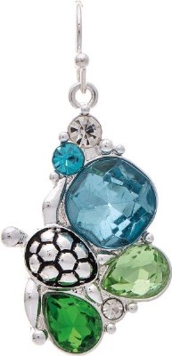 Silver Blue and Green Turtle Earrings