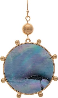 Gold Abalone Round Earrings
