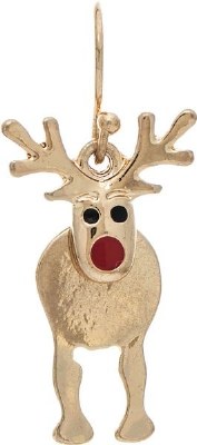 Gold Red Nose Deer Earrings