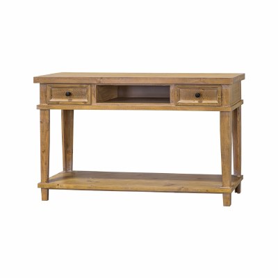 56" Whitewash Brown Two Drawer One Shelf Console Table
