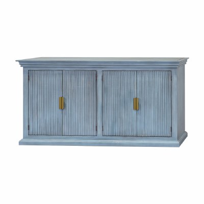 70" Blue Four Ribbed Doors Credenza