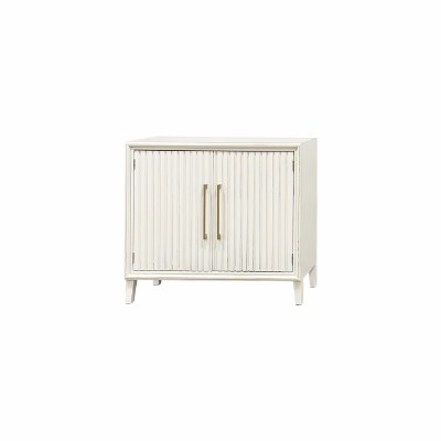 37" Antiqued White Two Ribbed Doors Cabinet