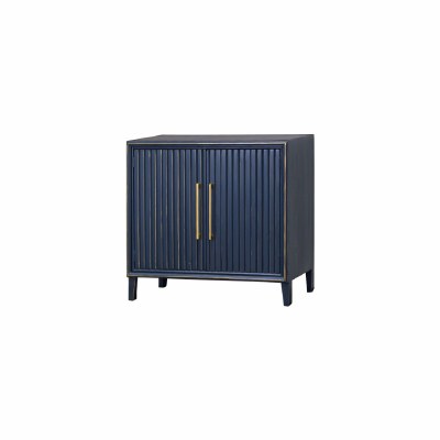 37" Dark Blue Two Ribbed Doors Cabinet