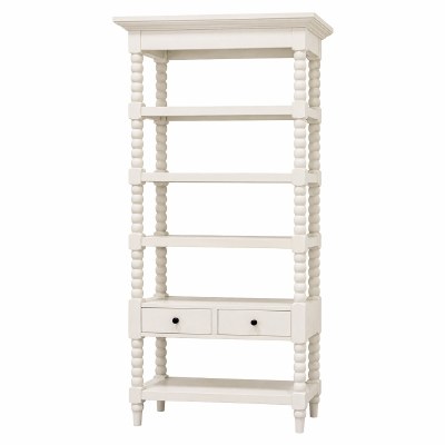 42" White Two Drawer Five Shelf Shelving Unit