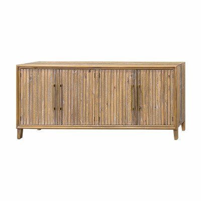 72" Whitewash Brown Four Ribbed Doors Credenza