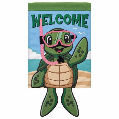 18" x 13" "Welcome" Turtle Dangle Legs Mini Garden Flag
