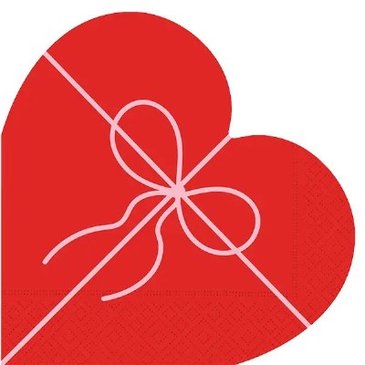 6.5" Red Heart Shape Lunch Napkins