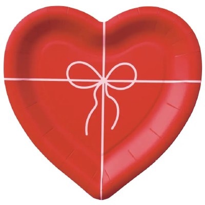 Pack of Eight 7" Red Heart Shape Paper Plates