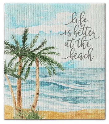 8" x 7" Swedish "Life is Better at the Beach" Coastal Dish Cloth