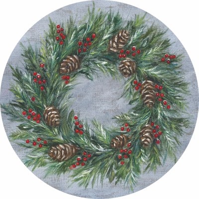 Pack of 24 16" Round Wreath Blue Background Paper Placemats