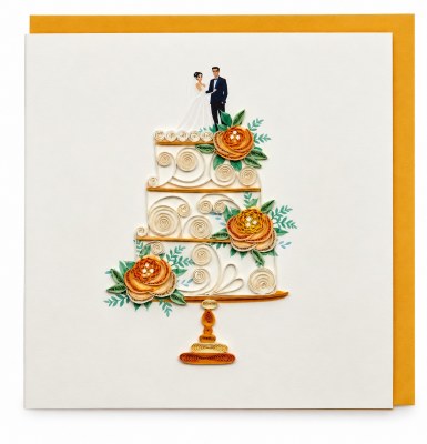 6" Sq Wedding Cake Quilling Card