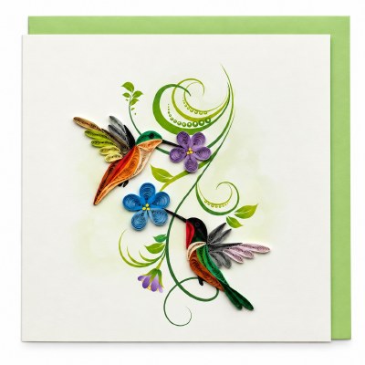 6" Sq Hummingbirds Quilling Card