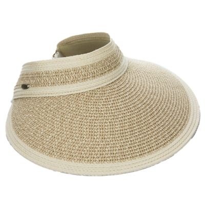 4" Brim White and Natural Stripe Hat