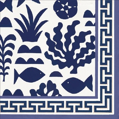 5" Sq Blue Grecian Coast Beverage Napkins