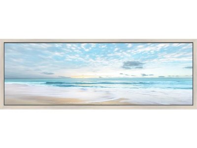 22" x 62" Light Blue Beach Coastal Framed Canvas