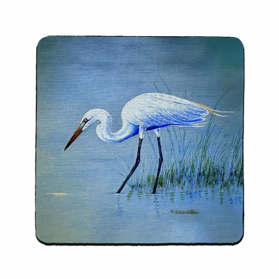 4" Sq Egret Hunting Coaster