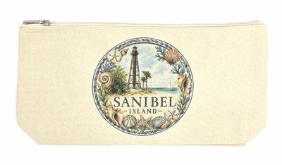 7" x 14" Sanibel Island Lighthouse Canvas Zip Bag