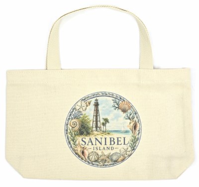 8" x 14" Sanibel Island Lighthouse Canvas Tote Bag