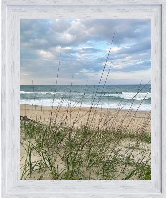 48" x 38" Grassy Beach View Coastal Gel Textured Print in a Whitewashed Frame