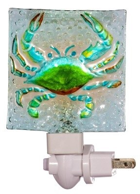 4" Blue and Green Crab Glass Nightlight