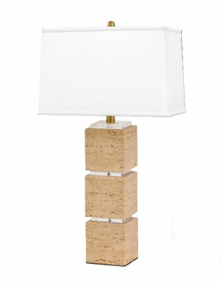 31" Beige Stone Night Light Lamp