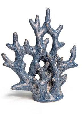 8" Faux Blue Ceramic Coral