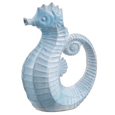 11" Blue Seahorse Pitcher
