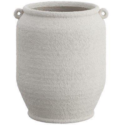 15" Cream Ceramic Pot With Small Handles